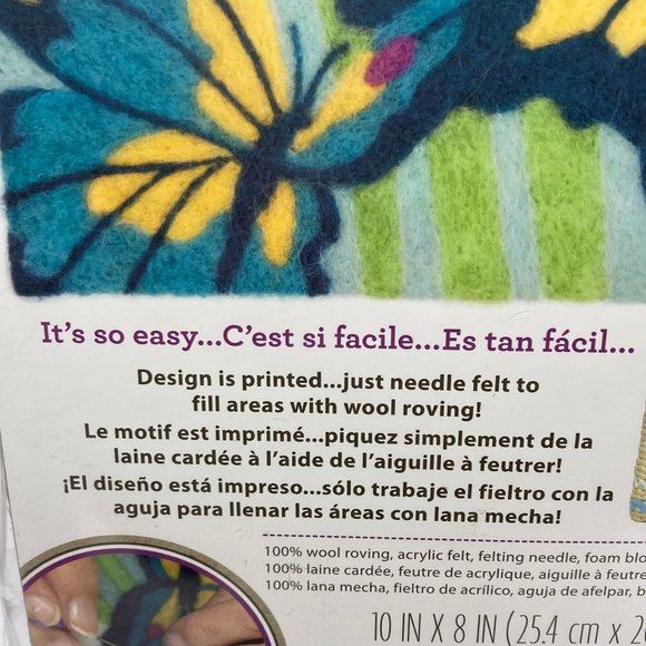 Dimensions Needle Felting Craft Felt Kit Butterfly 10" x 8" Printed Design Piece - Picture 2 of 13